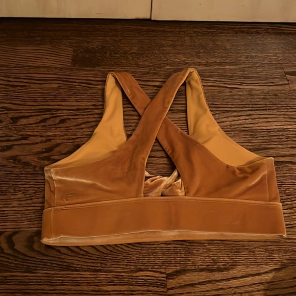 Fabletics Yellow Velvet Cross-Back Sports Bra—Size S - Picture 4 of 5